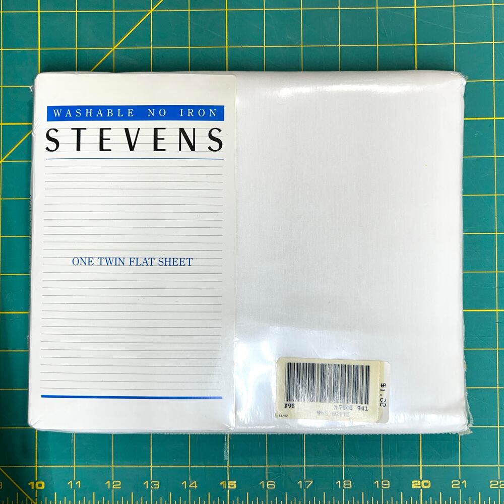 Vtg Stevens Twin Flat Sheet White NOS Sealed Cotton Blend No Iron 66x96 USA Made